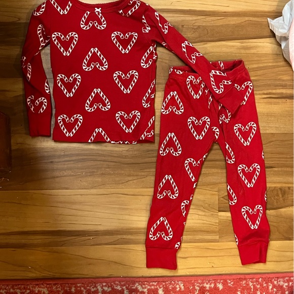 Carters Girls Candy Cane Heart Shape Pajama Set - Picture 1 of 2